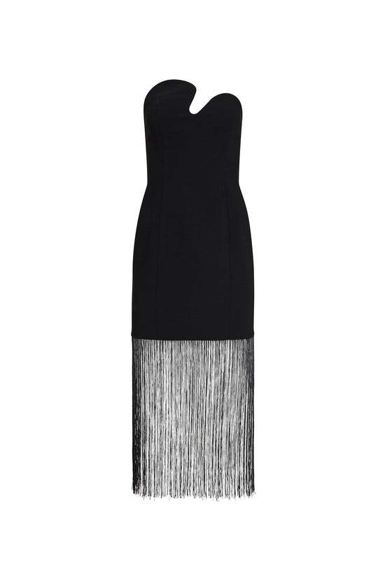 Strapless Puzzle Dress with Fringe view 1