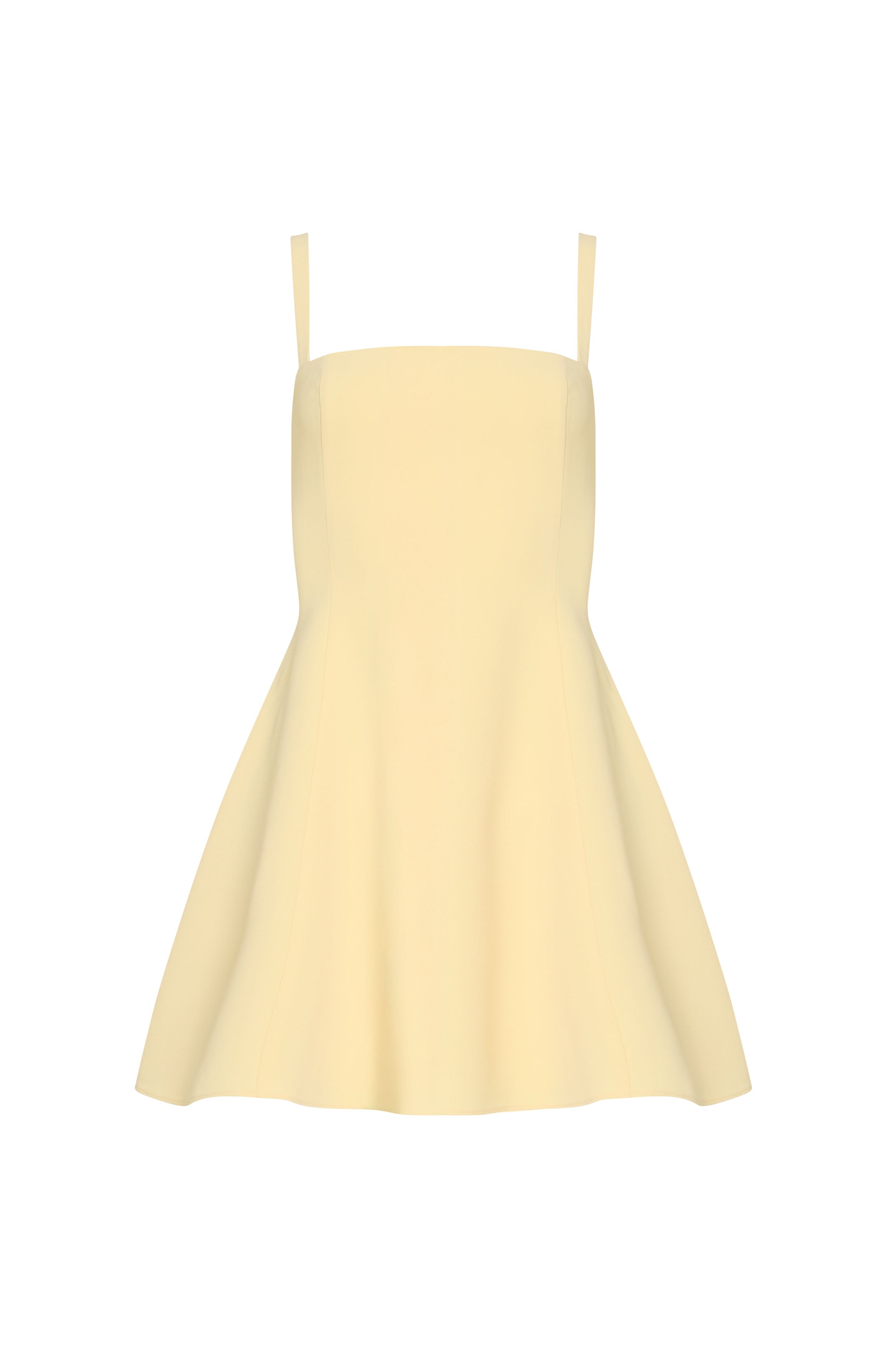 Yellow dress with thin straps on a white background