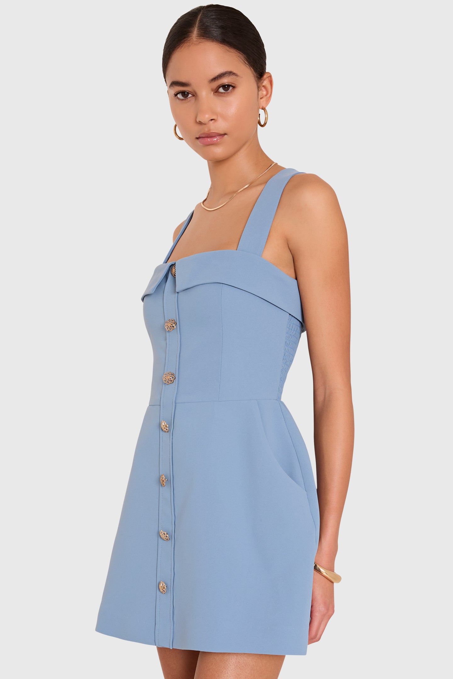 Amanda Uprichard Mindy Romper in Normandy - detail view