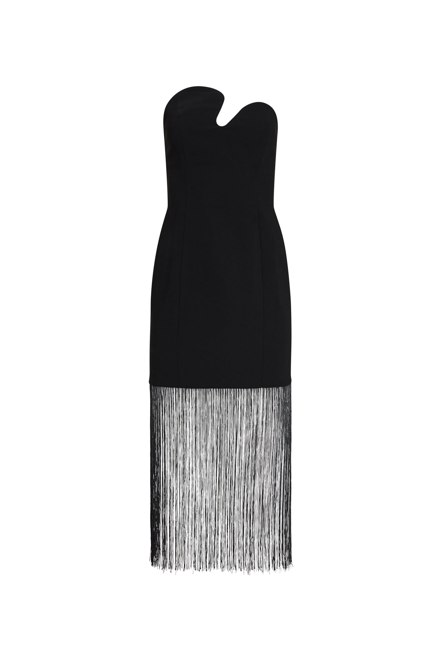 Strapless Puzzle Dress with Fringe View 6