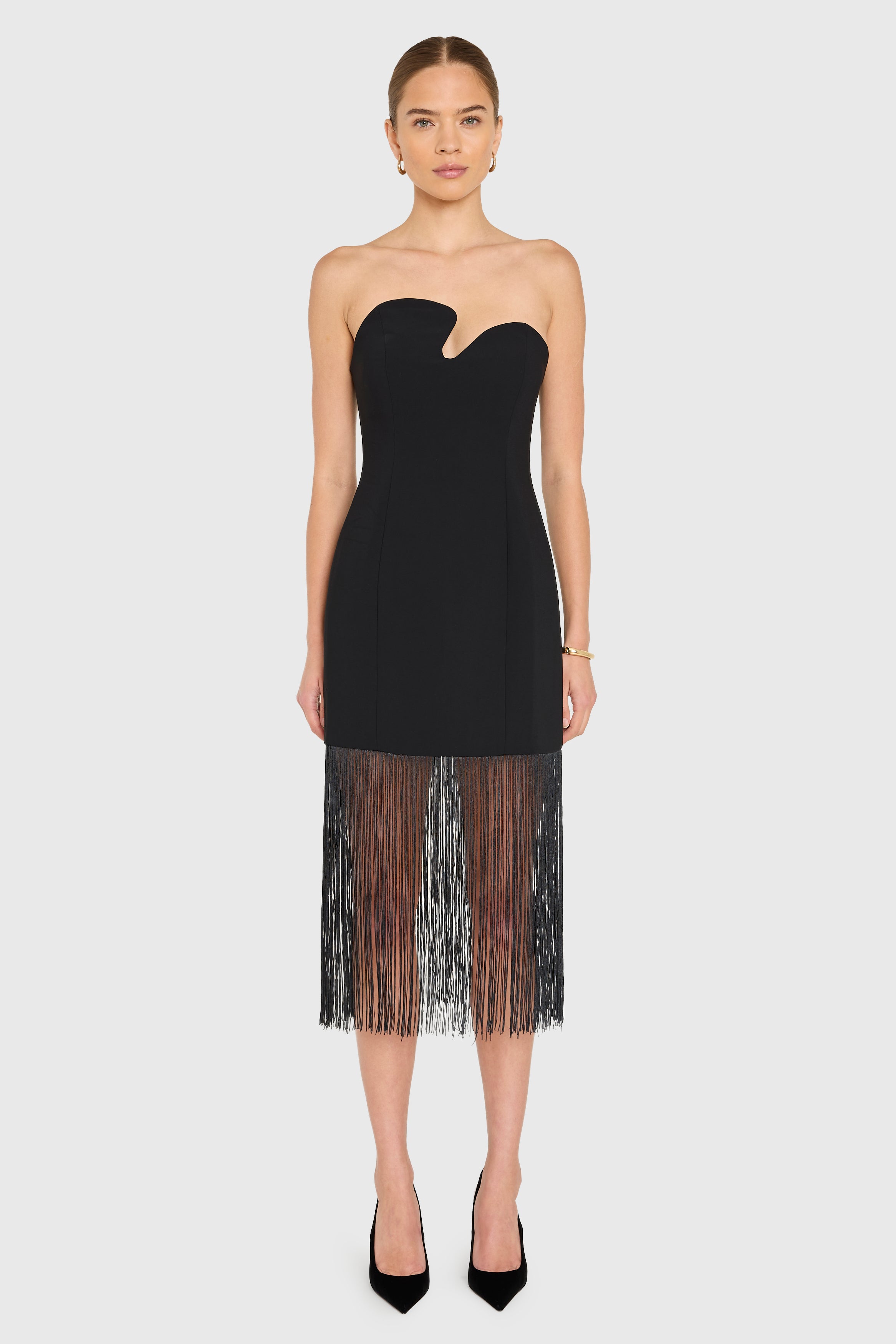 Strapless Puzzle Dress with Fringe