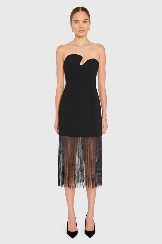 Strapless Puzzle Dress with Fringe view 2