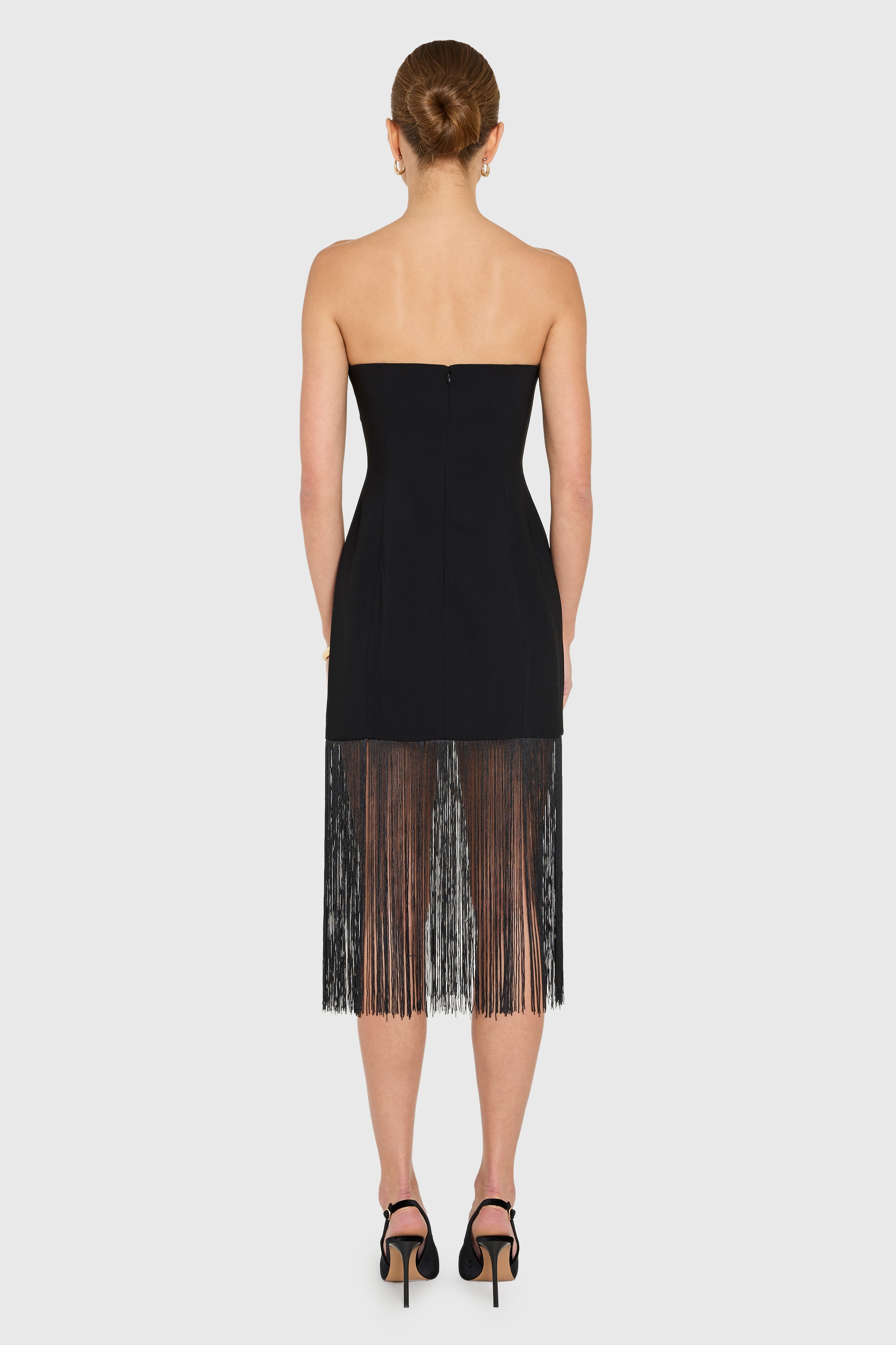 Strapless Puzzle Dress with Fringe