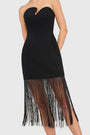 Strapless Puzzle Dress with Fringe View 4