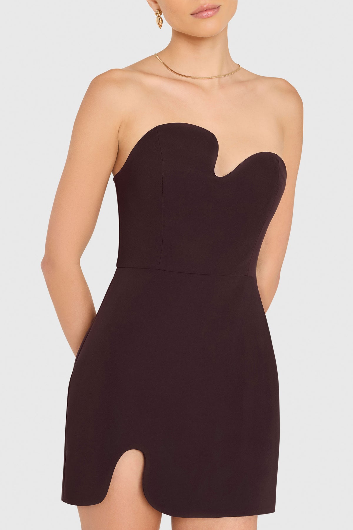Strapless Mini Puzzle Dress in Cocoa | XS