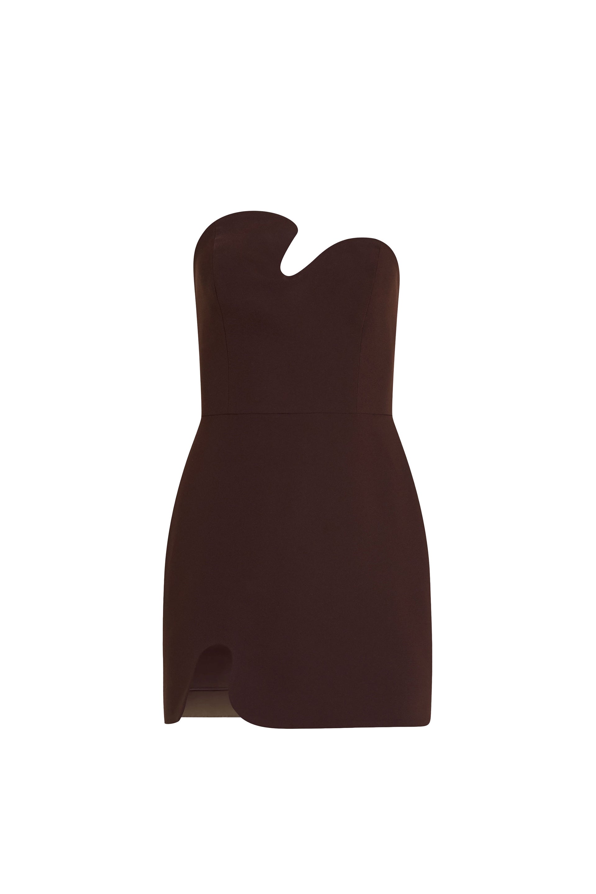 strapless brown mini dress Puzzle in Cocoa | XS computer picture resolution and color:Silver, Black Brocade Sparkly V Neck Long Wave Collection