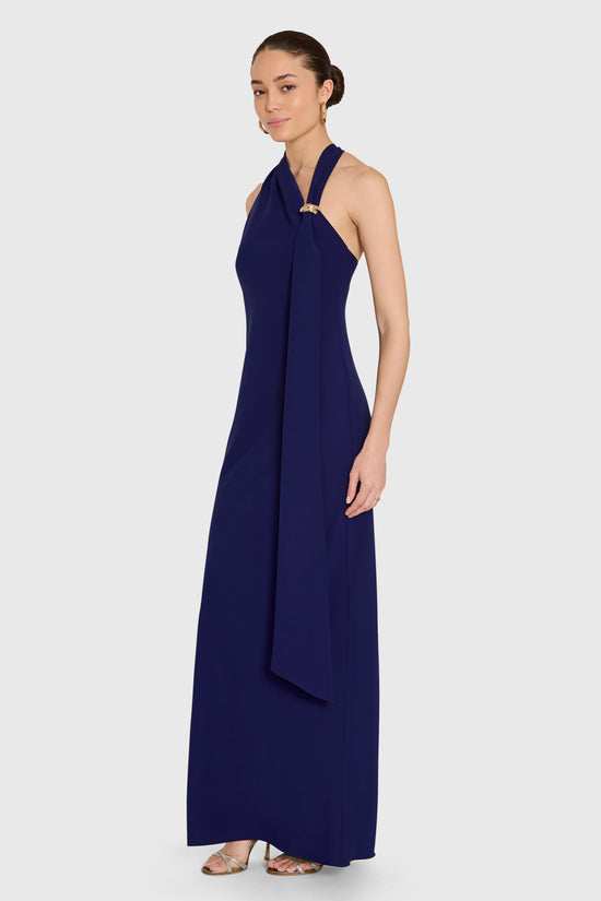 Amanda Uprichard | Sonya Maxi Dress in Navy. view 2