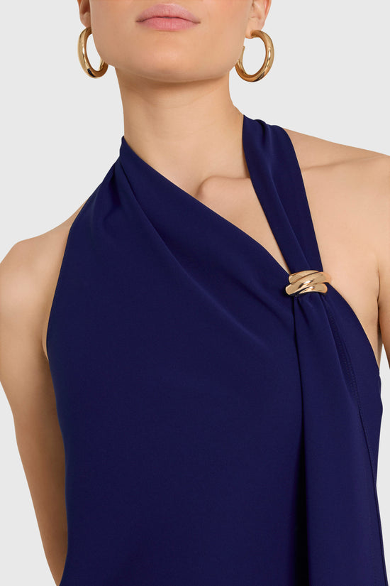 Amanda Uprichard | Sonya Maxi Dress in Navy. view 3