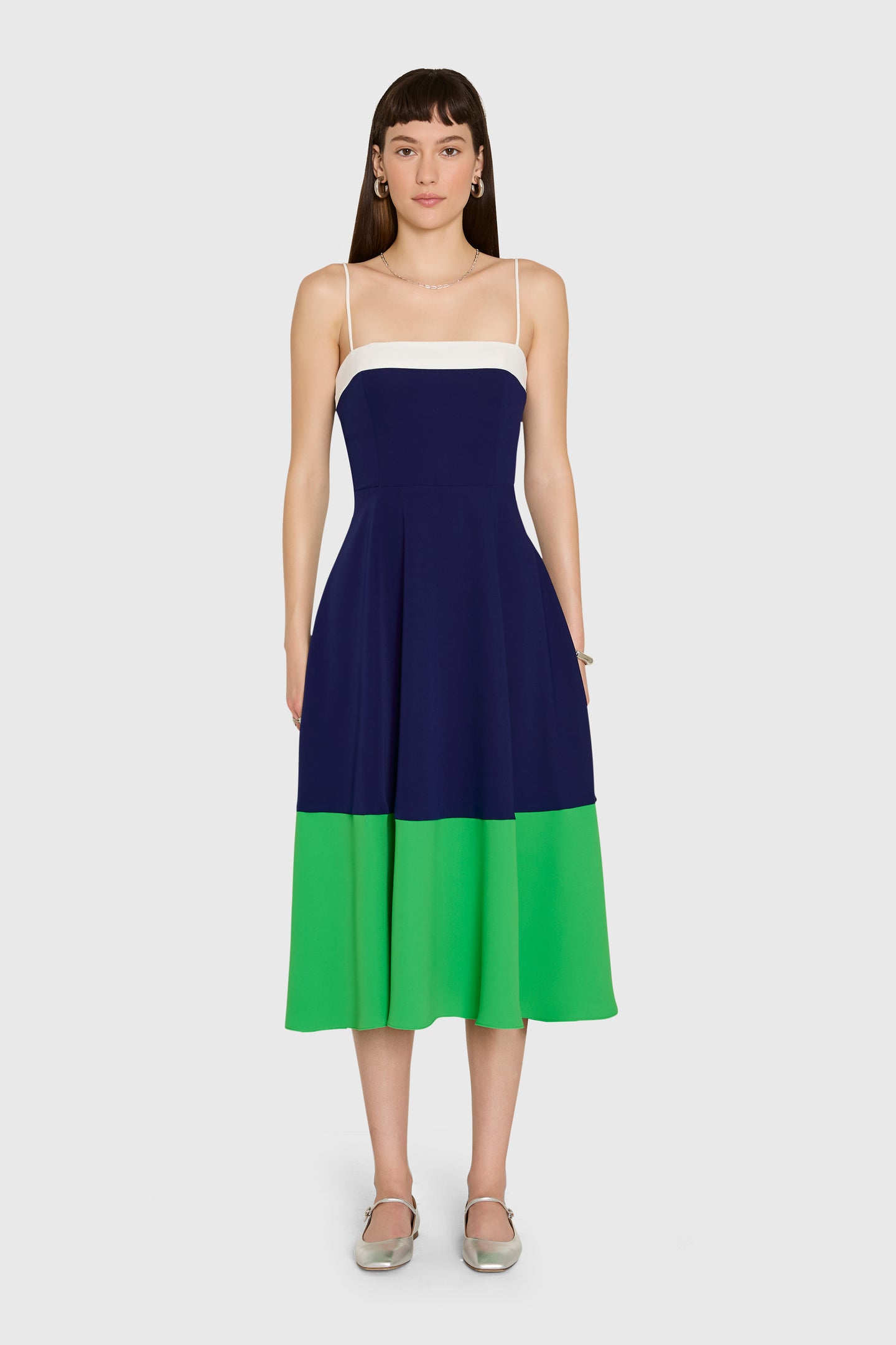 Tammy Midi Dress in Blue and Green | Women's Colorblock Midi Dress