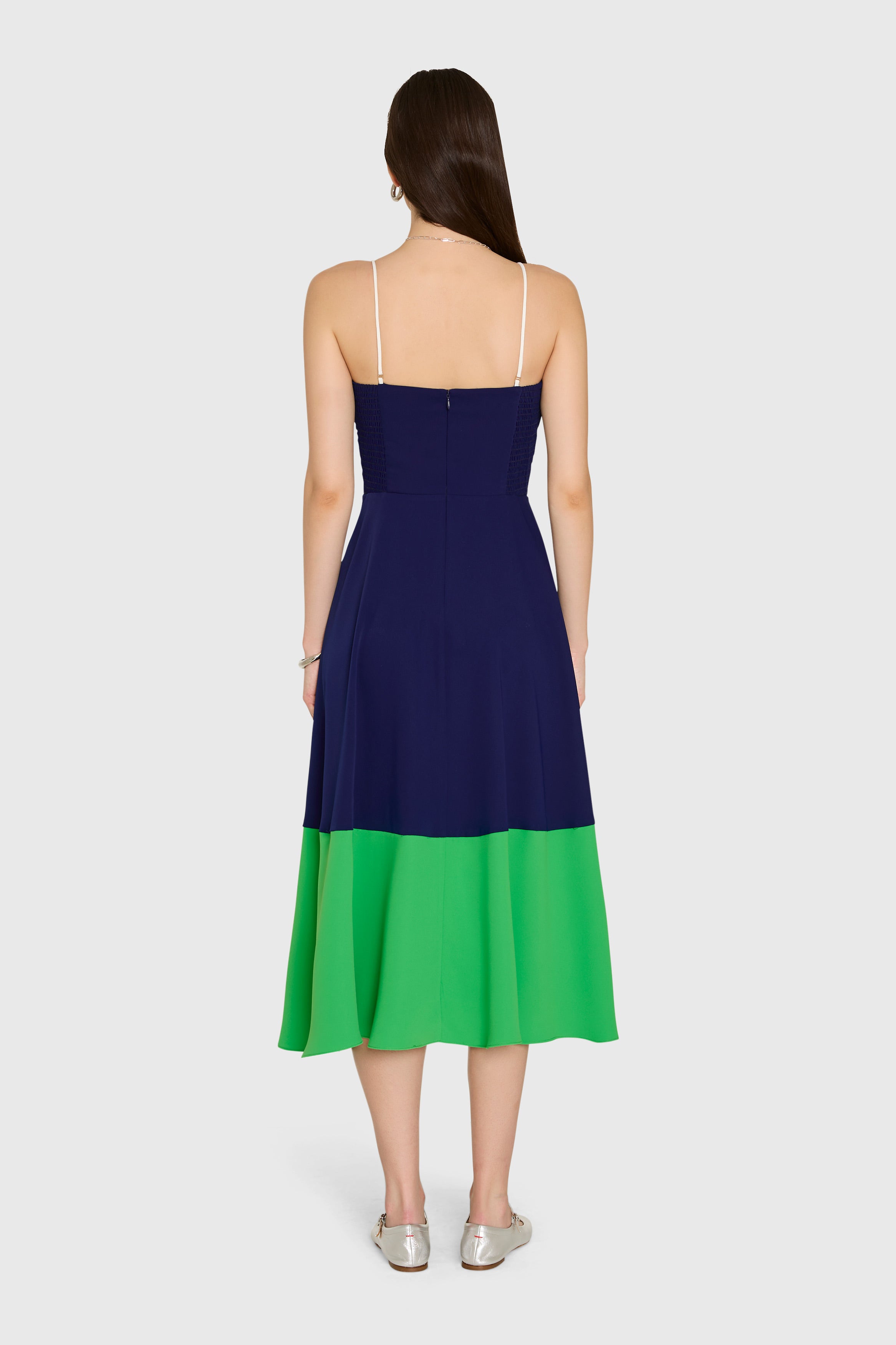Tammy Midi Dress in Blue and Green | Women's Colorblock Midi Dress