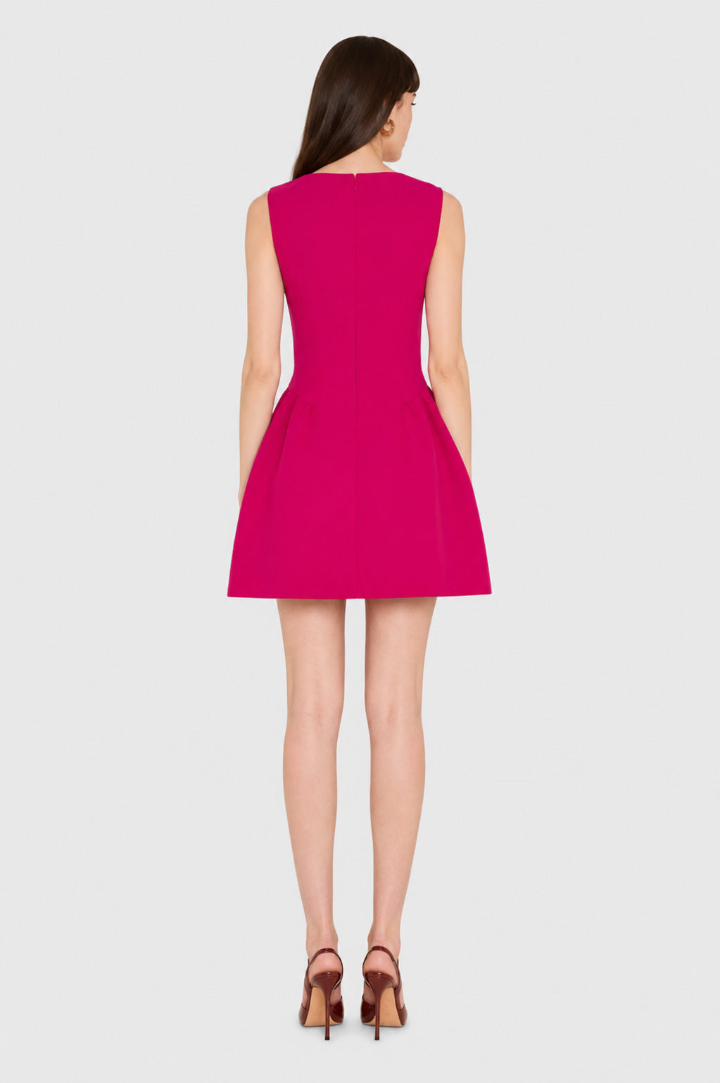 Amanda Uprichard Leora Dress in Magenta - back view