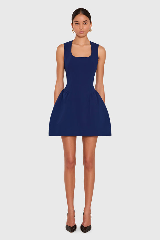 Amanda Uprichard Leora Dress in Navy - front view