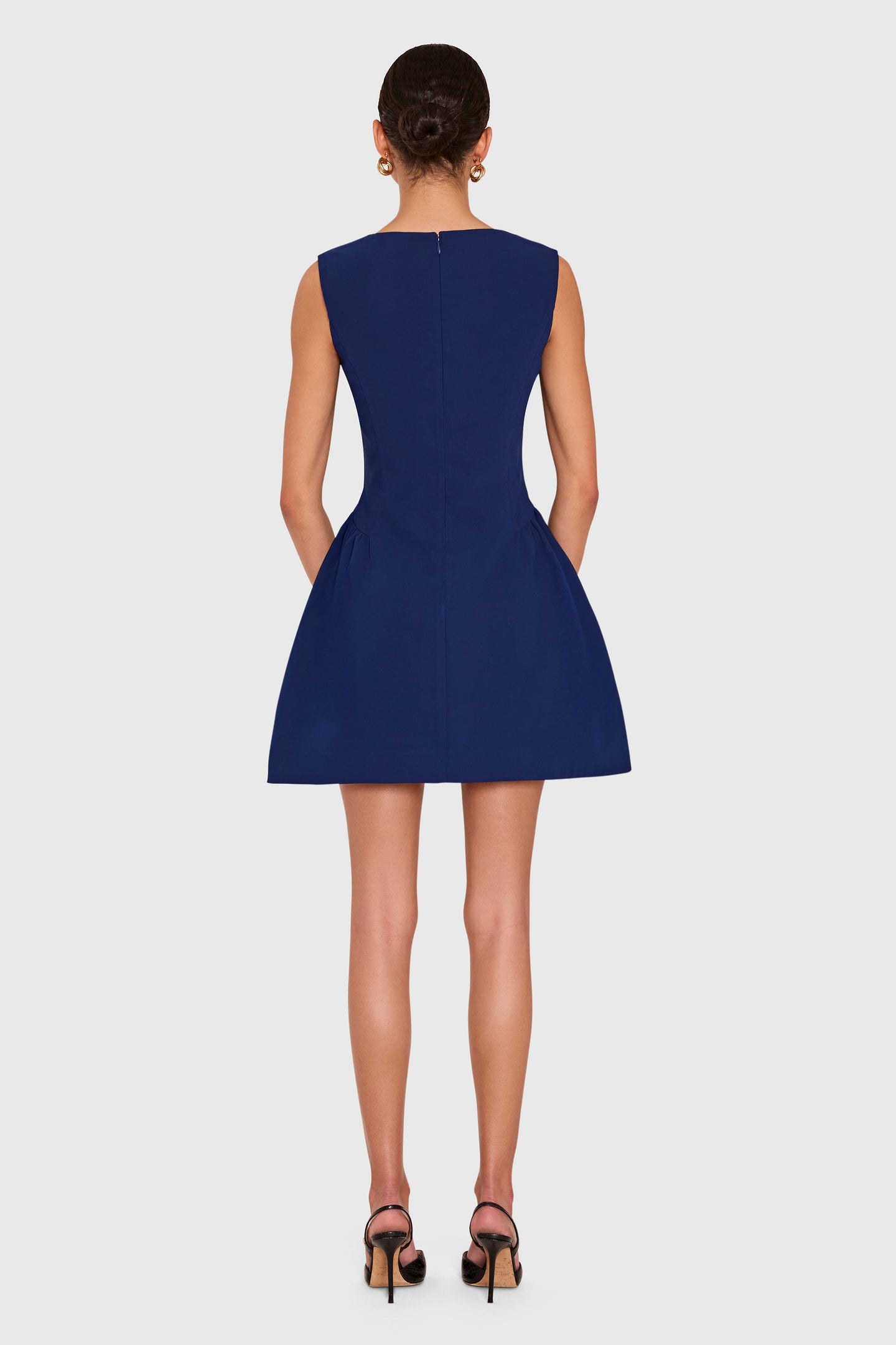Amanda Uprichard Leora Dress in Navy - back view