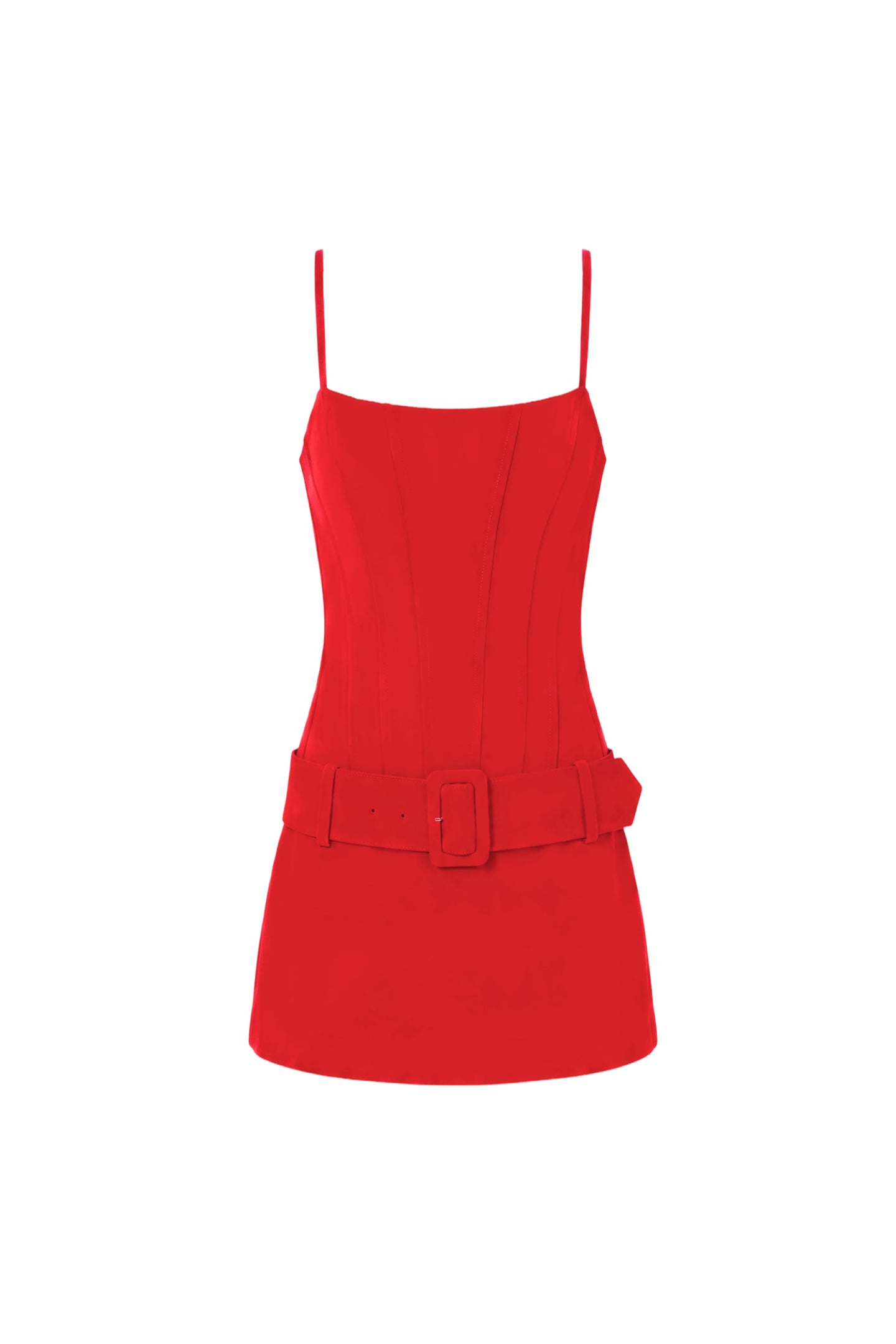 Amanda Uprichard Alva Romper in Lipstick,  shown on an invisible mannequin