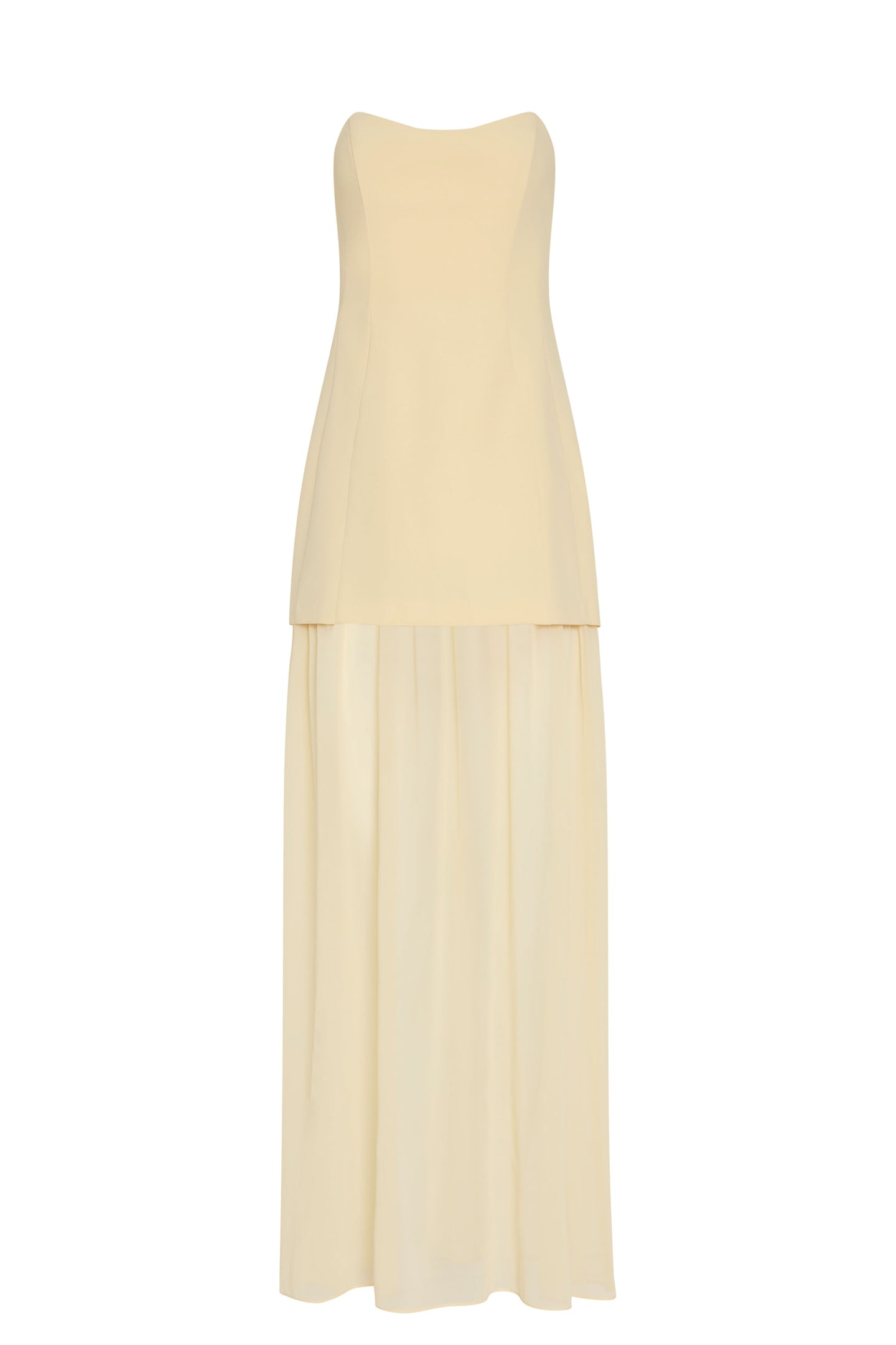 Strapless Maxi Christy Dress in Cornsilk Chiffon | L