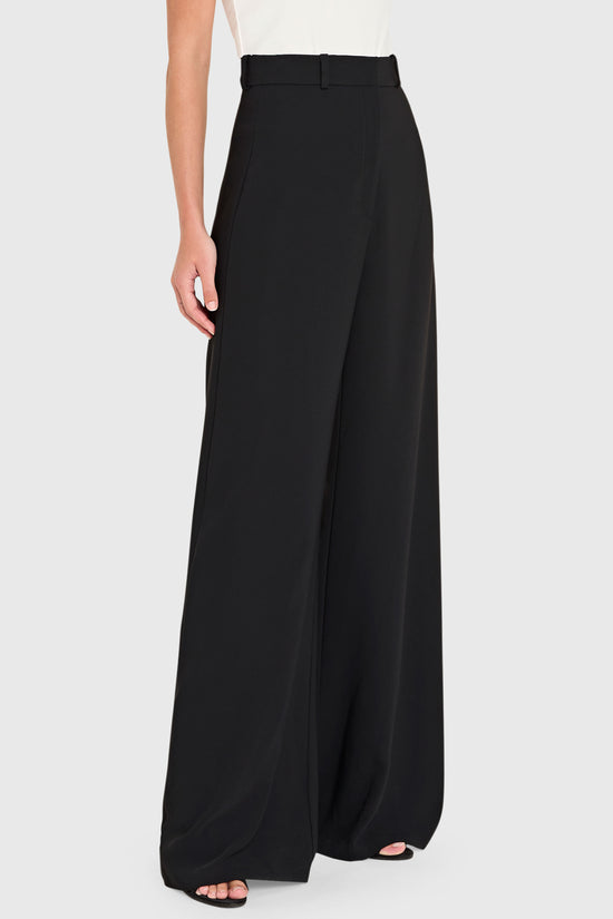 Black wide-leg pants worn by a person on a white background view 2