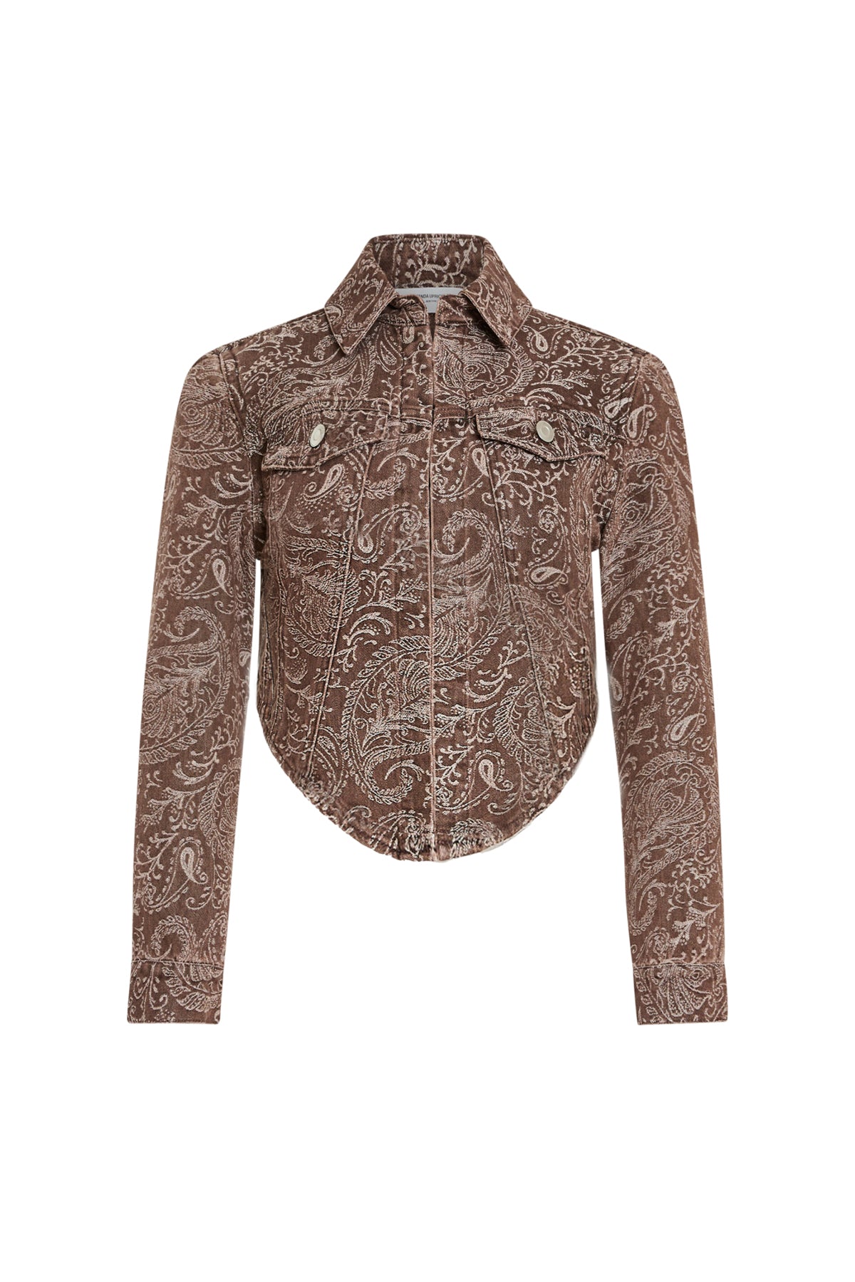 Brown patterned shirt on a white background