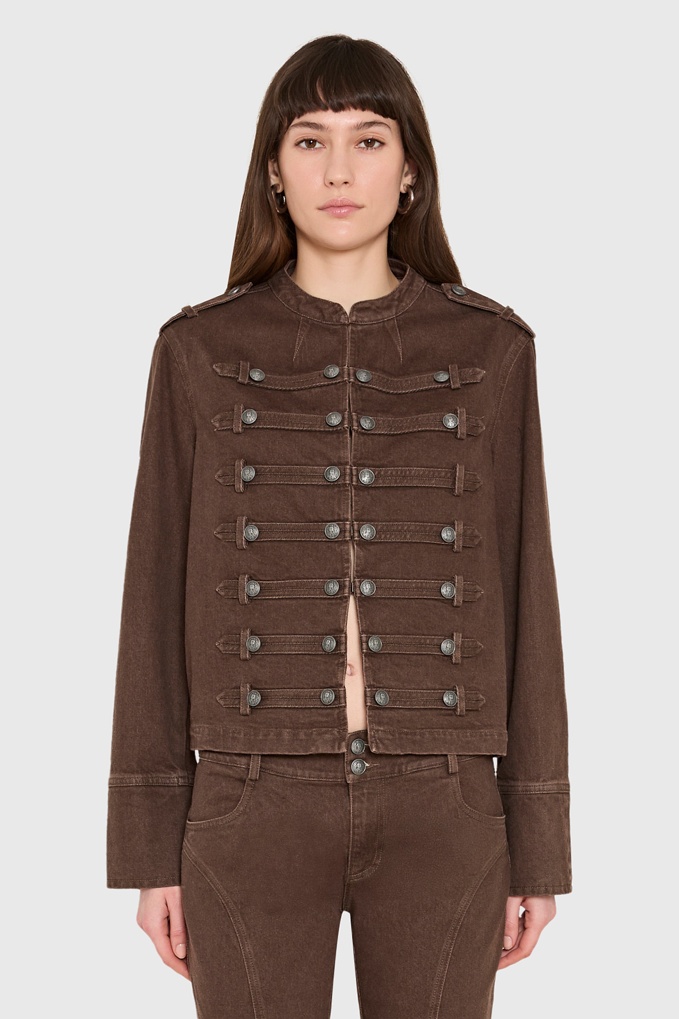 Emma Jacket  in Brown Denim view 1