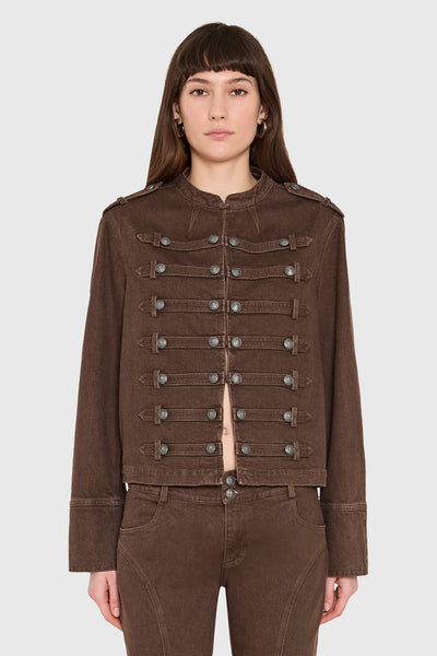 Emma Jacket  in Brown Denim