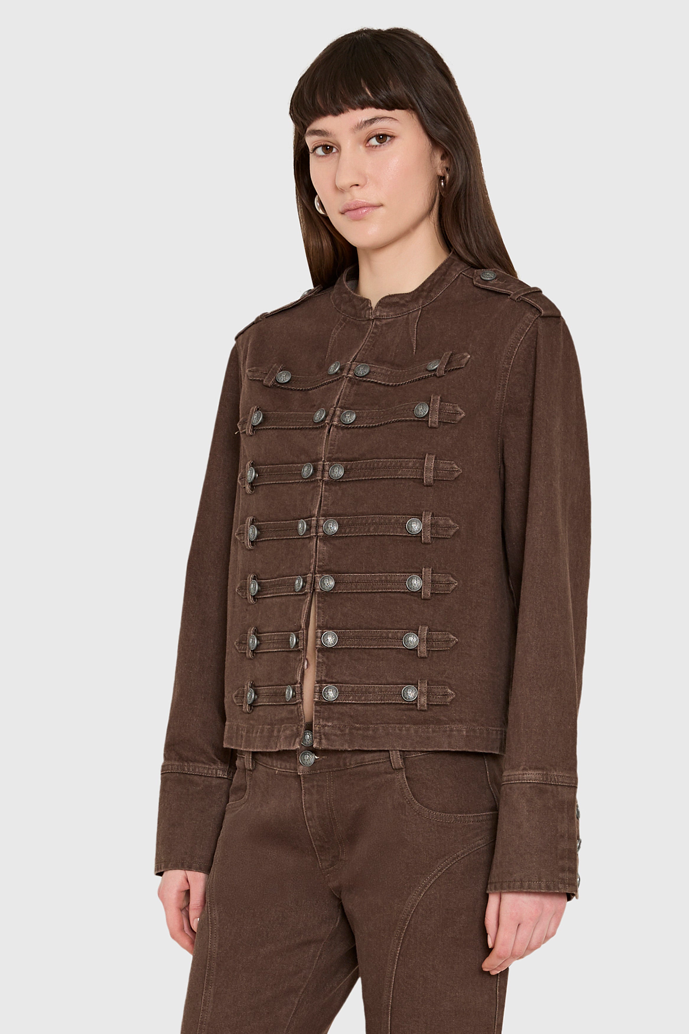 Emma Jacket  in Brown Denim view 2
