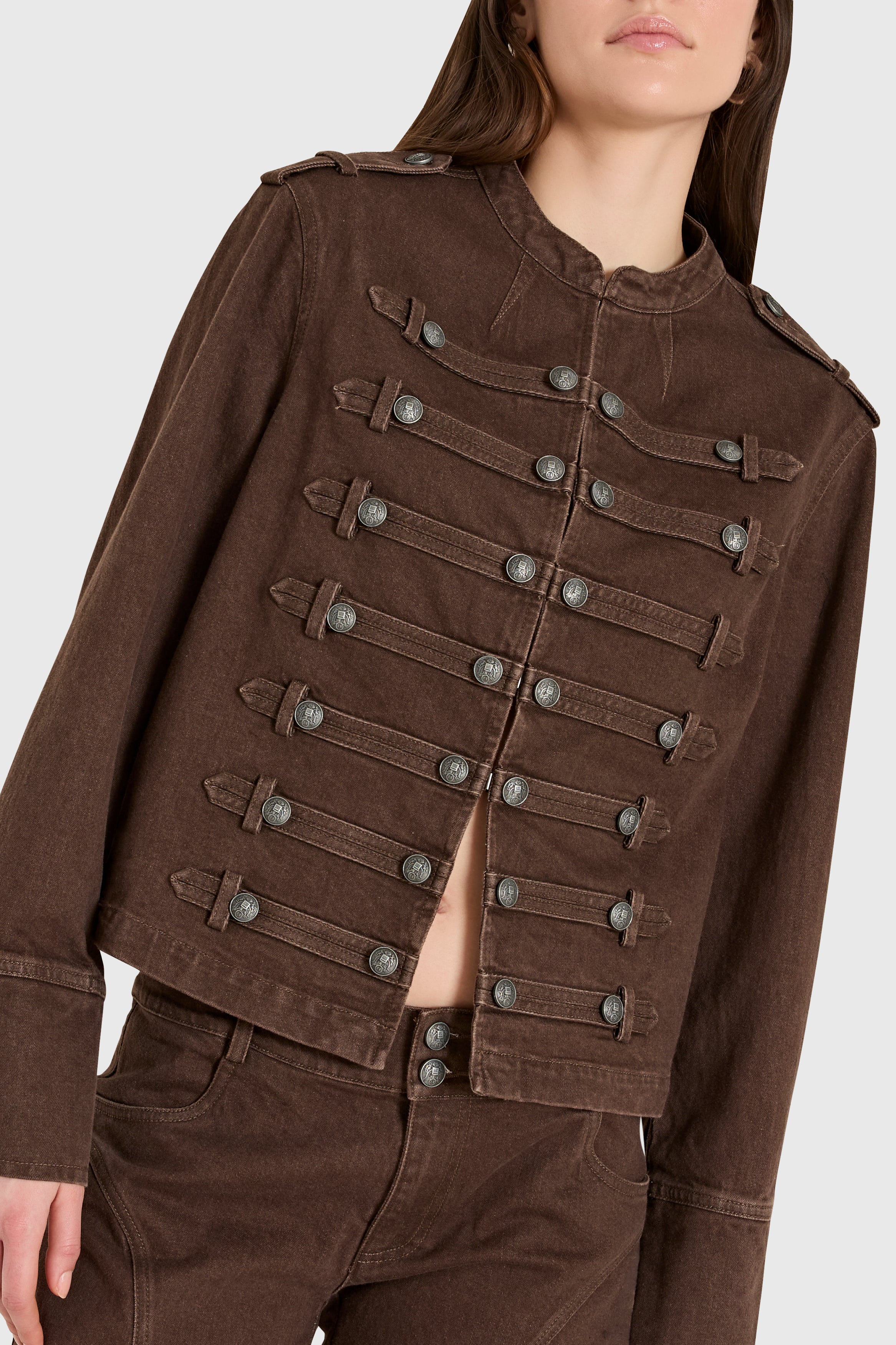 Emma Jacket  in Brown Denim view 4