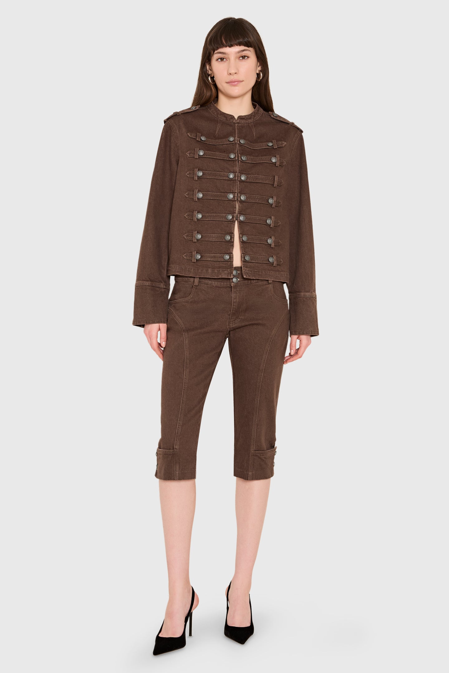 Amanda Uprichard Emma Jacket in Brown Denim - additional view