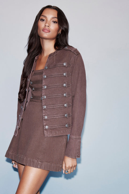Emma Jacket  in Brown Denim view 2