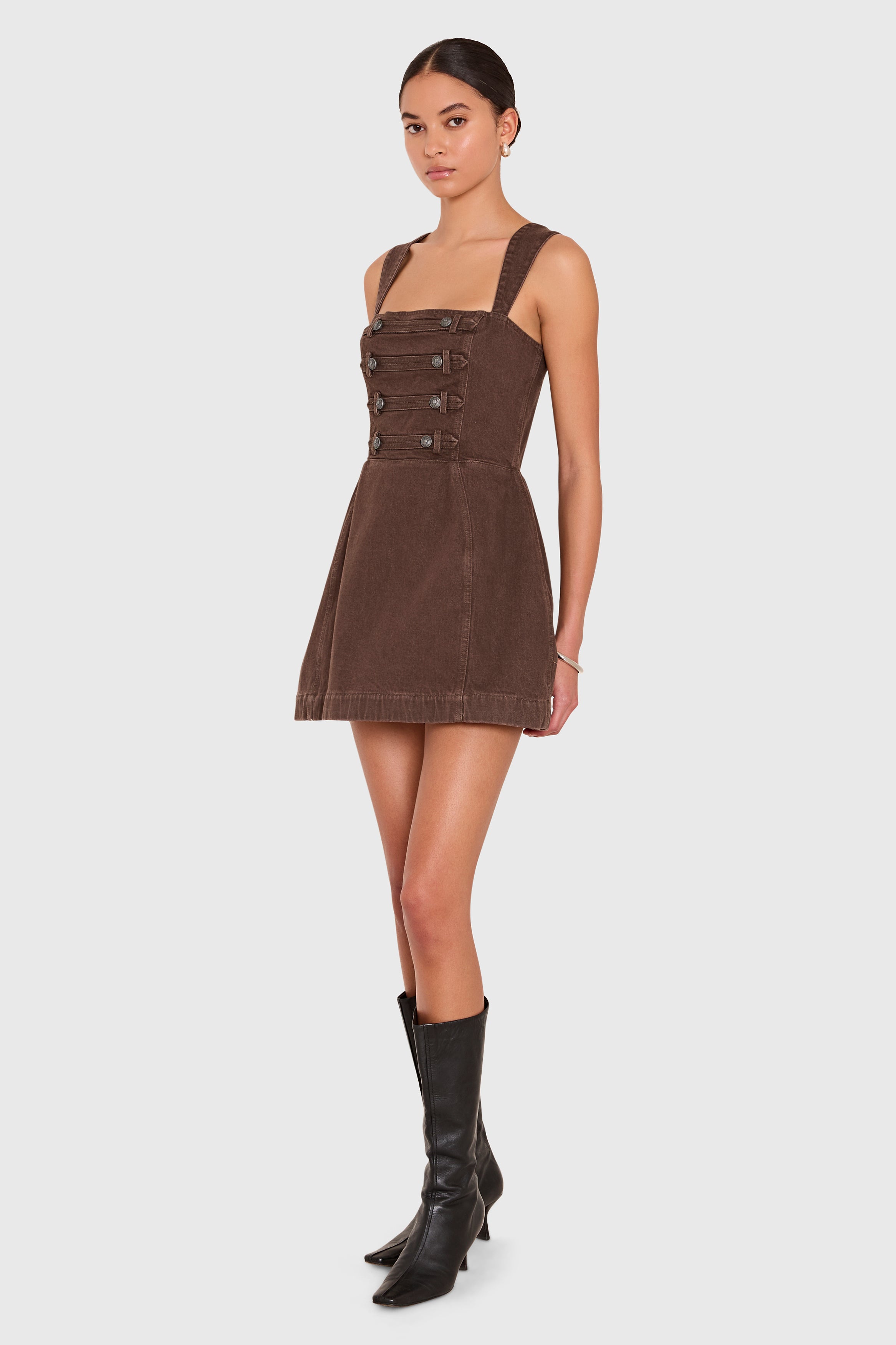 Bethany Romper in Brown Denim view 2