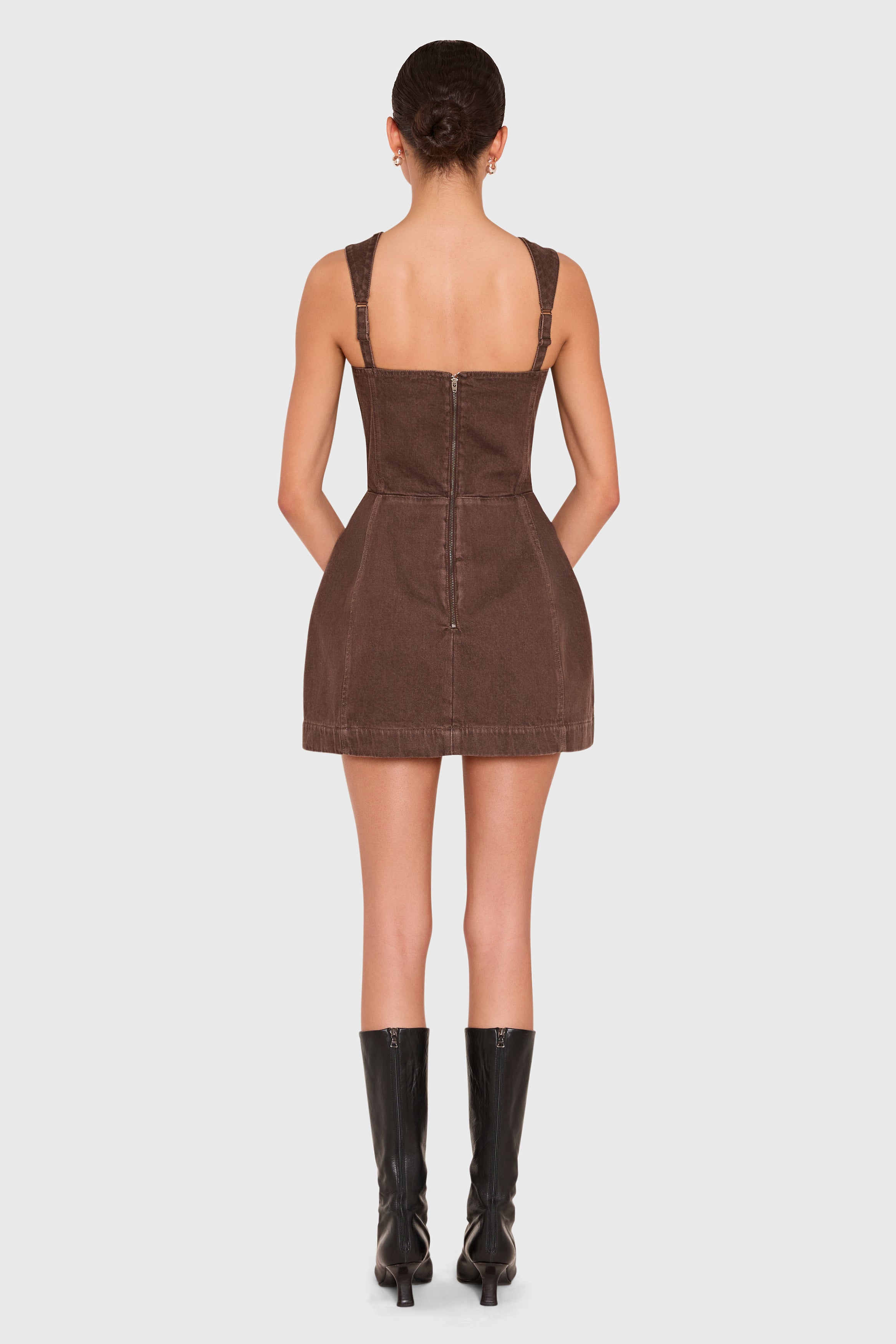 Bethany Romper in Brown Denim view 3