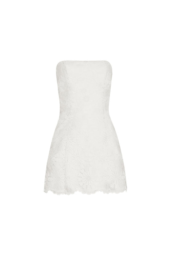 Amanda Uprichard Daisy Romper in White - shown on an invisible mannequin