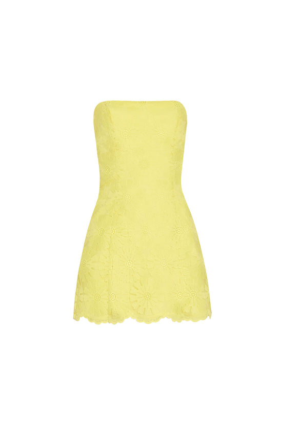 Amanda Uprichard Daisy Romper in Lime - shown on invisible mannequin