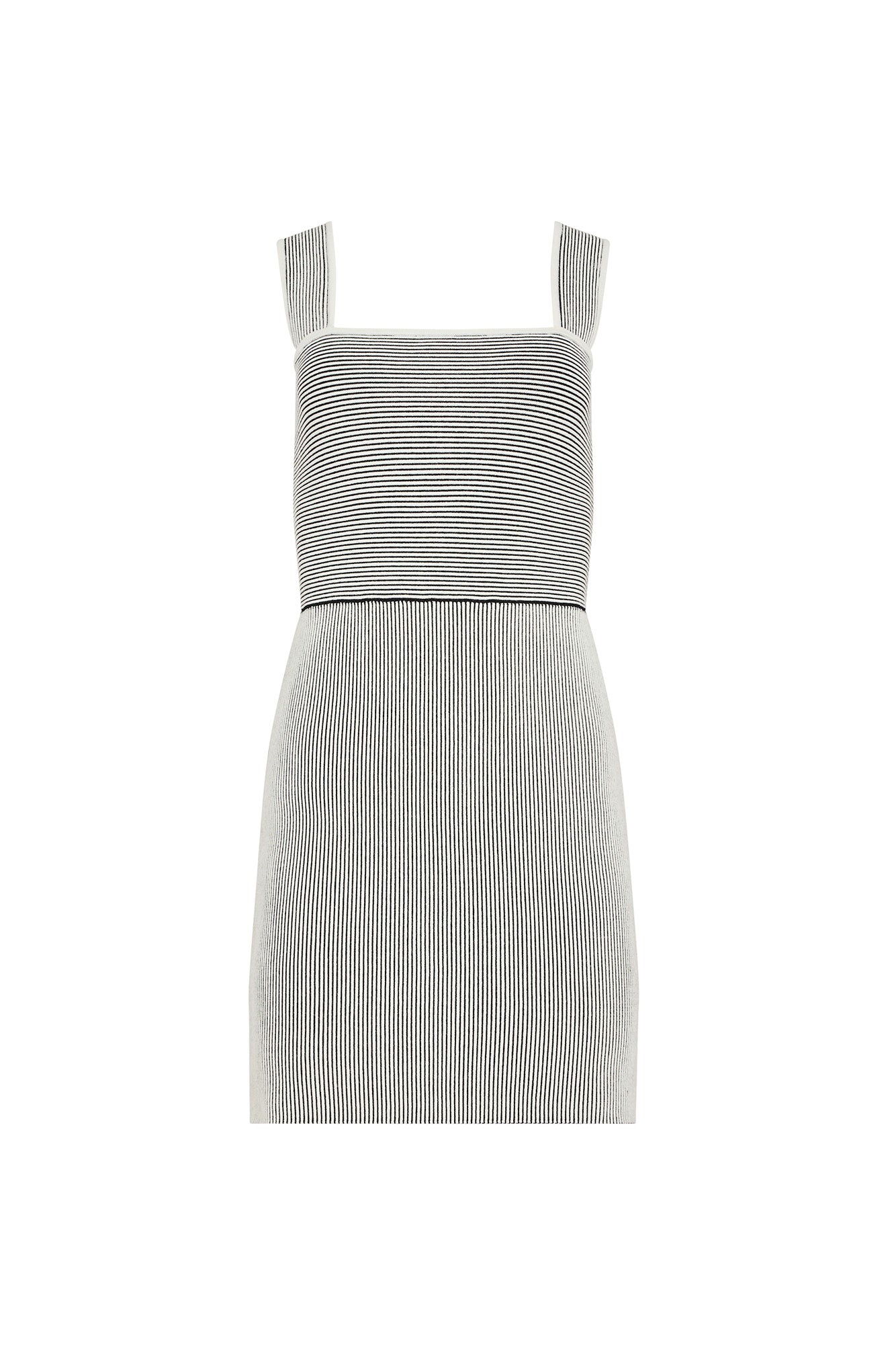 Gray ribbed dress with thin straps on a white background