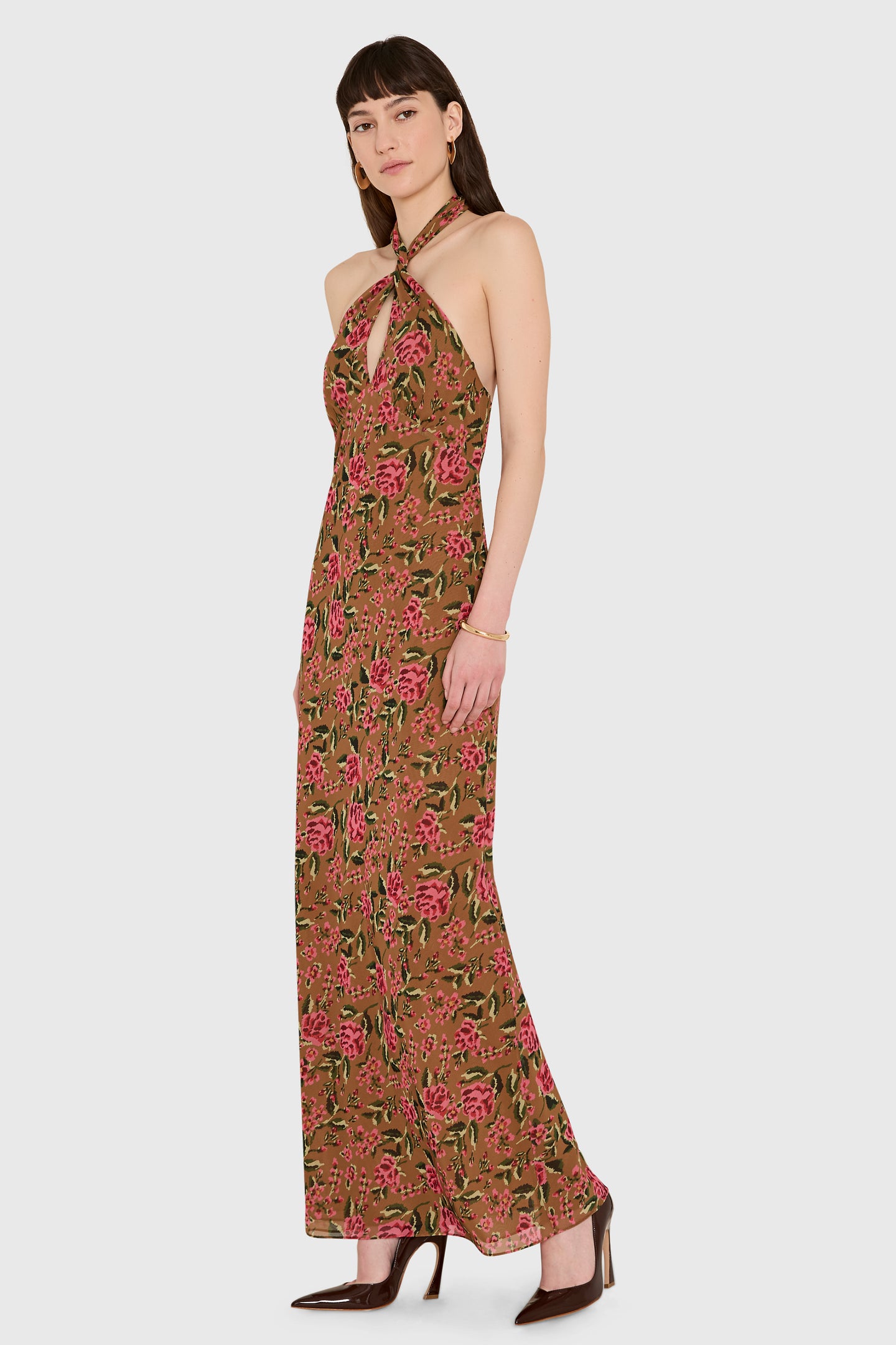 Amanda Uprichard Samara Maxi Dress in Evening Rose - side view