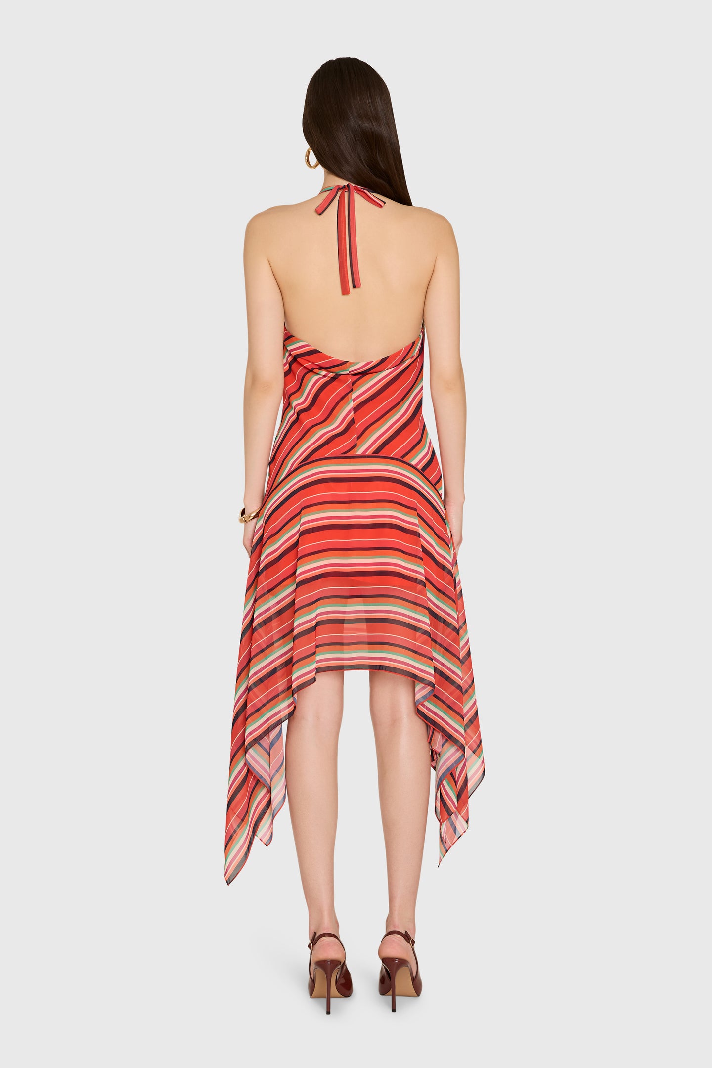 Sleeveless Midi Allura Dress Soleil Stripes in Print | M