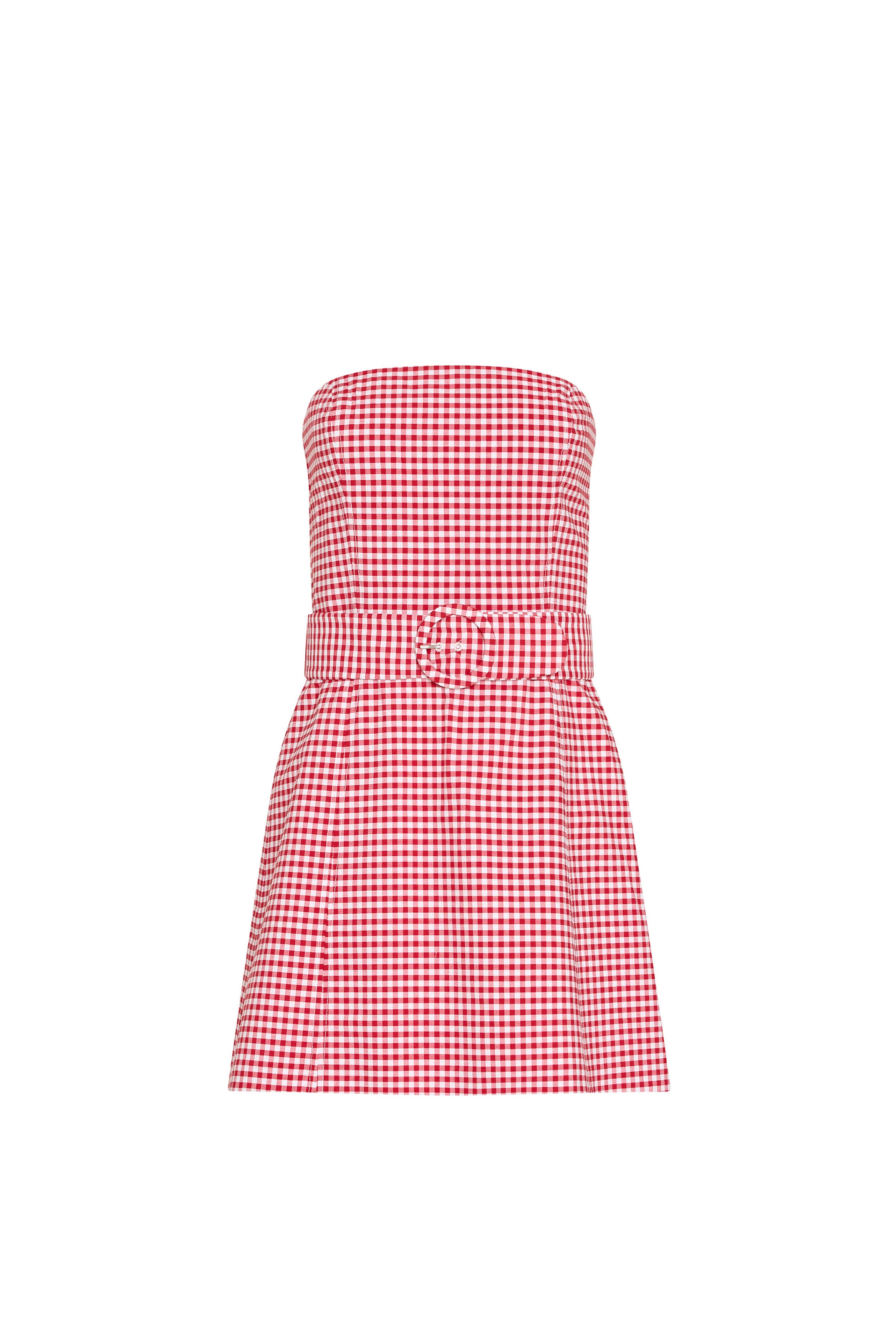 red gingham strapless dress Stylish Gingham and Red Dresses for Summer Outfits