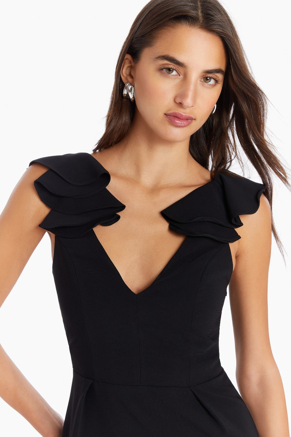 amanda uprichard black dress Gimlet Dress | Ruffle Shoulder Cutout Mini Dress