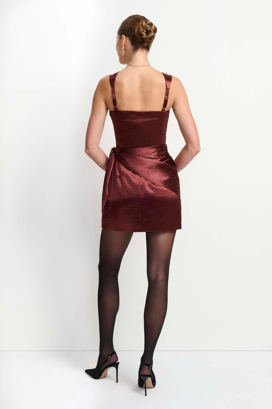 Amanda Uprichard Rebena Dress in Rust - side view