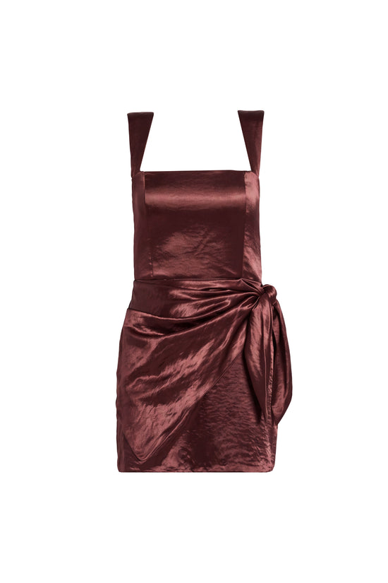 Amanda Uprichard Rebena Dress in Rust - shown on invisible mannequin