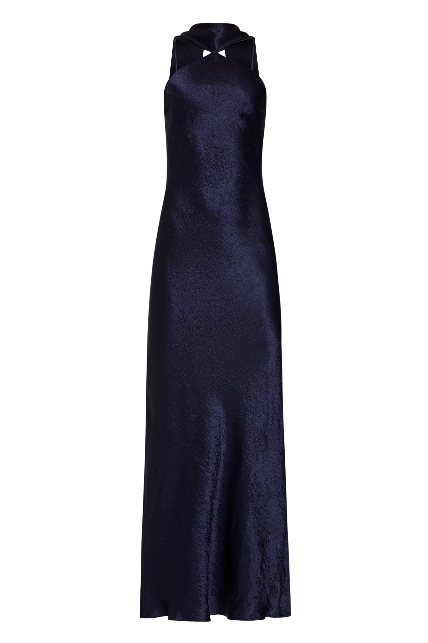 navy satin halter dress Zealand Plunge Halter Satin Maxi Dress