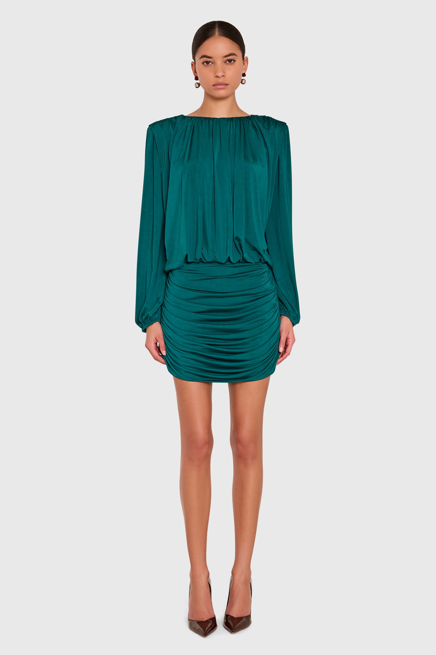 Amanda Uprichard Martha Dress in Malachite - front view