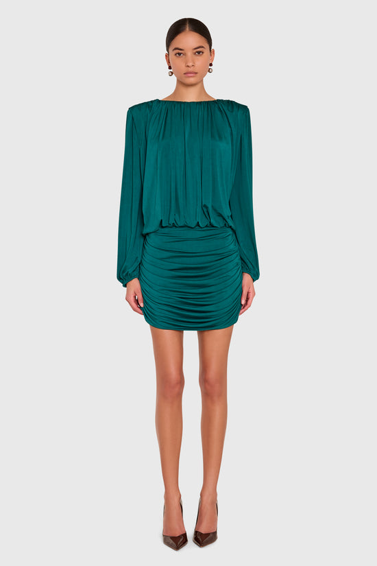 Amanda Uprichard Martha Dress in Malachite - front view