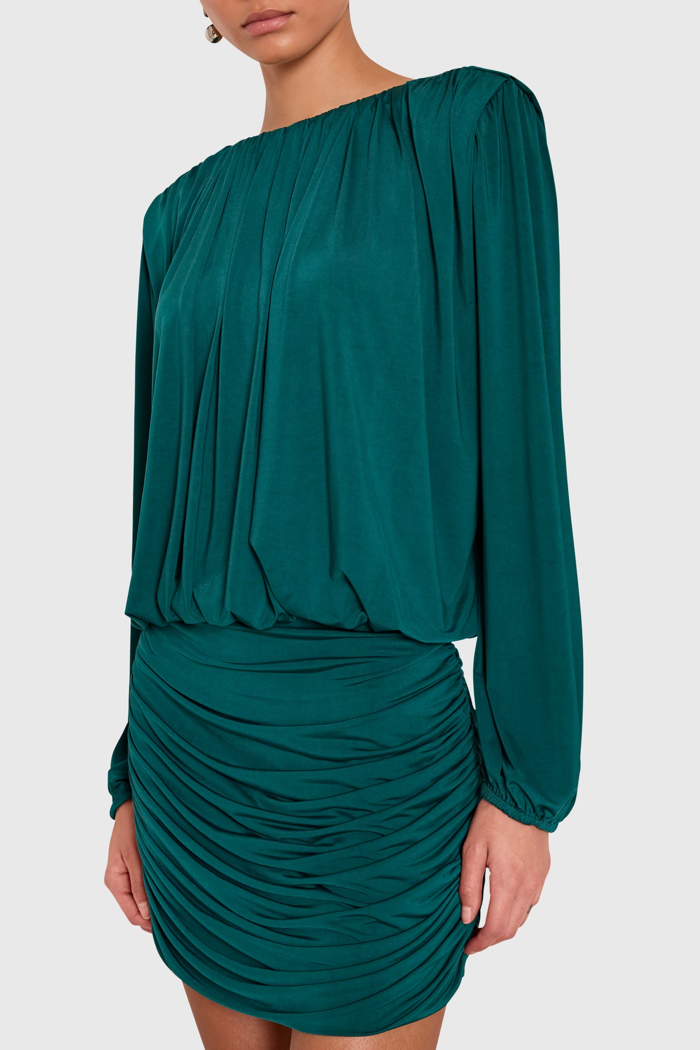 Amanda Uprichard Martha Dress in Malachite - detail view