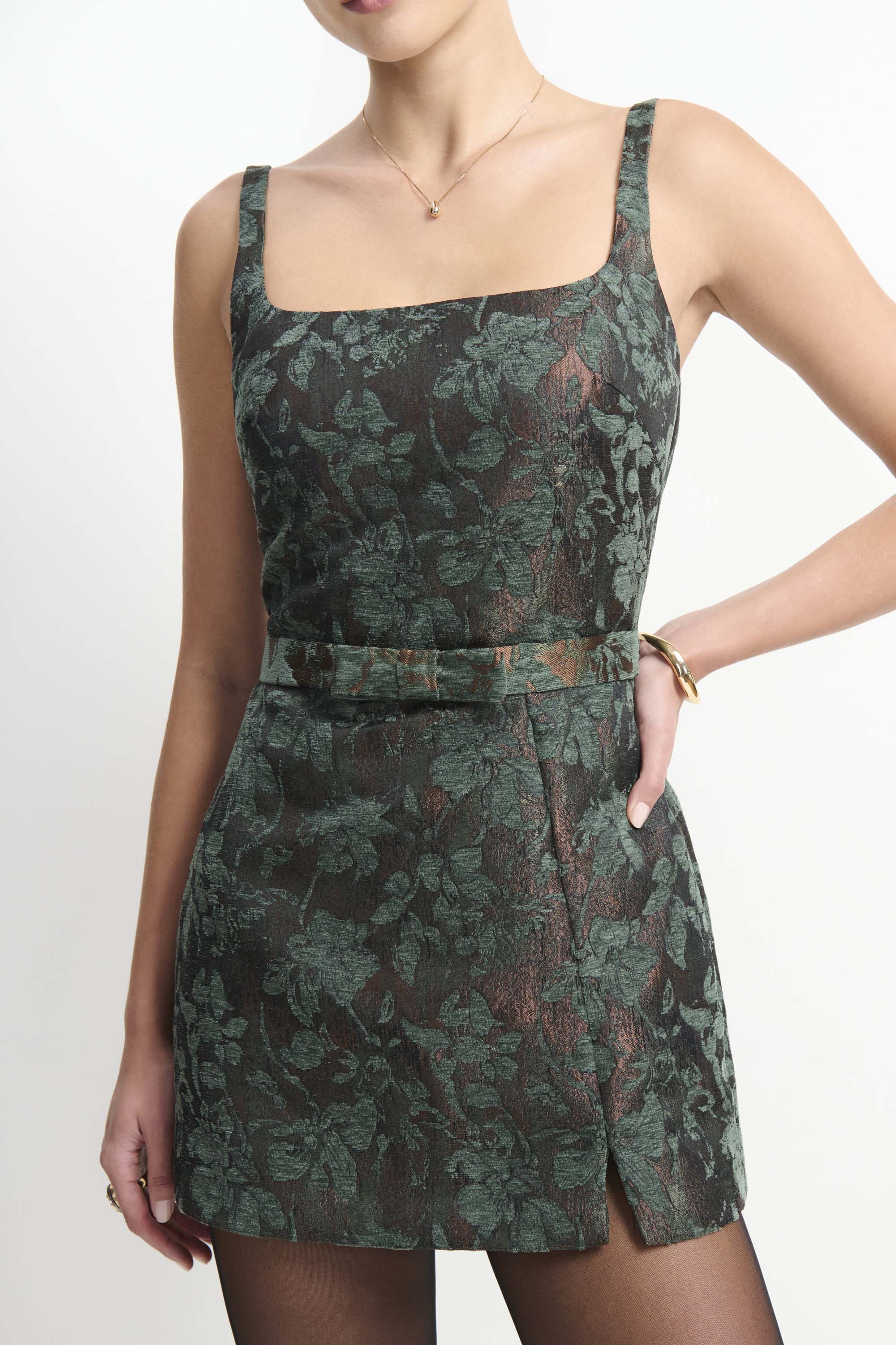Rhonda Romper in Green Jacquard view 3