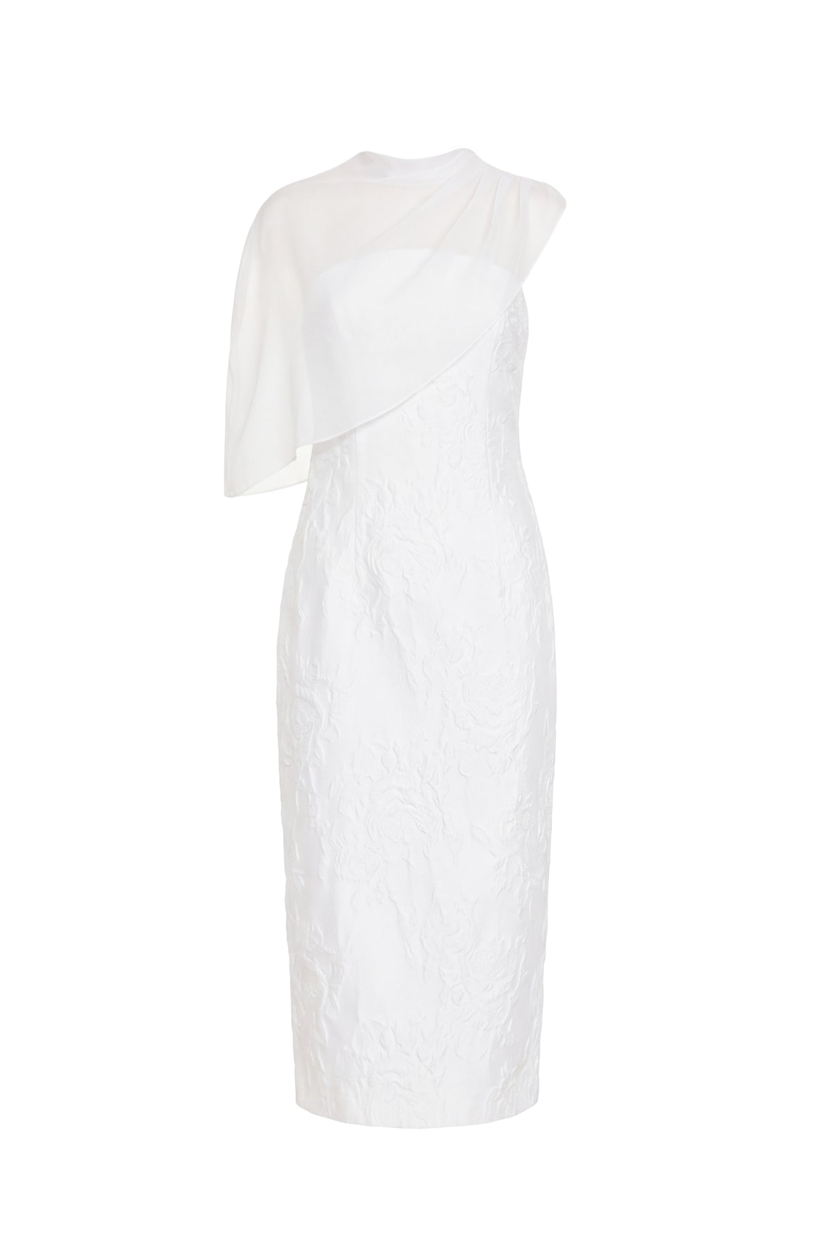 Amanda Uprichard Orellia Cape Midi in Ivory - shown on invisible mannequin