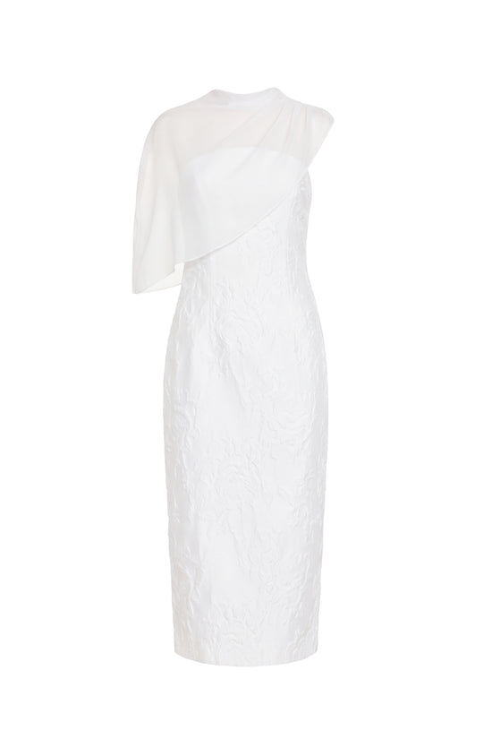Amanda Uprichard Orellia Cape Midi in Ivory - shown on invisible mannequin