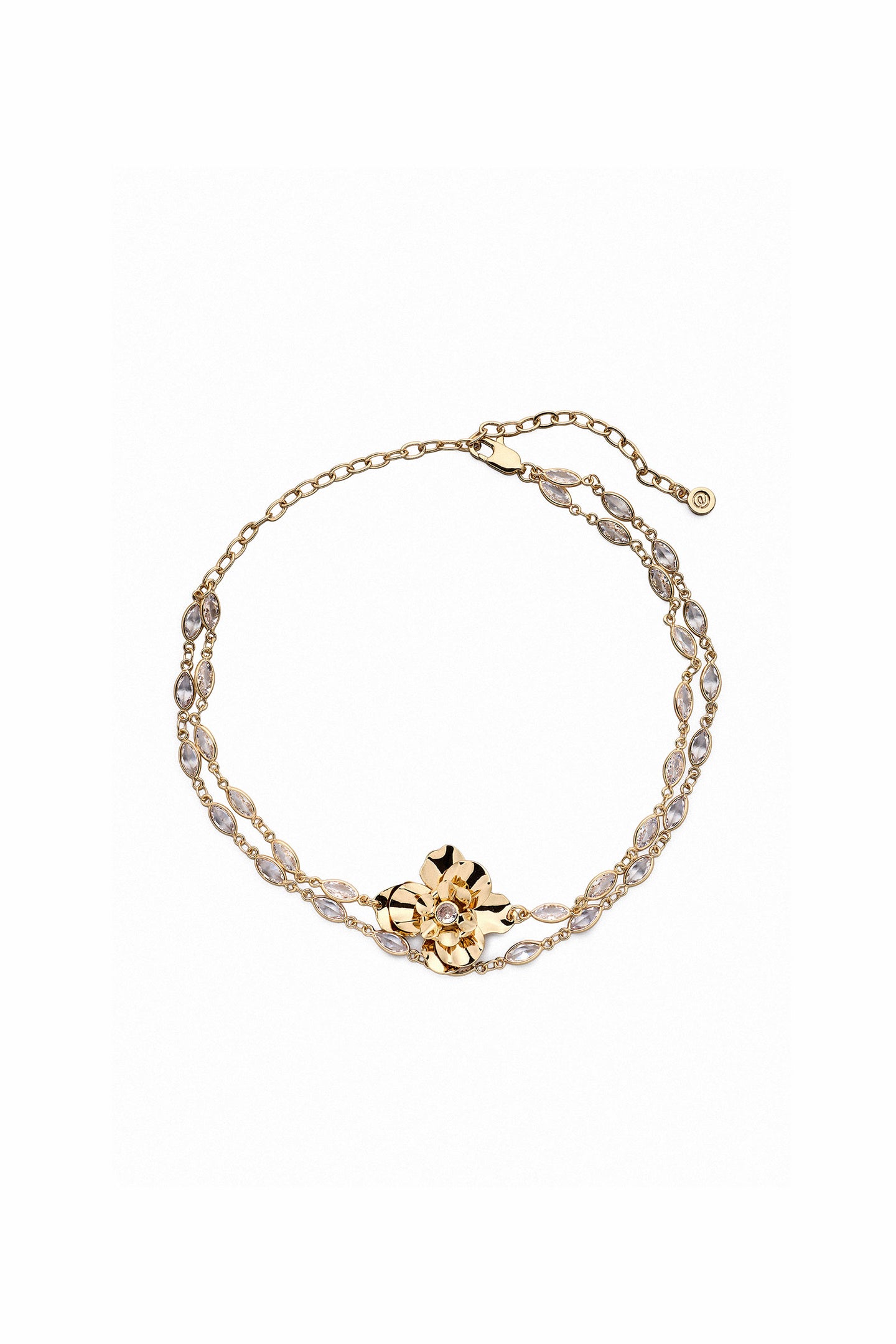 Bezel Layered Flower Necklace