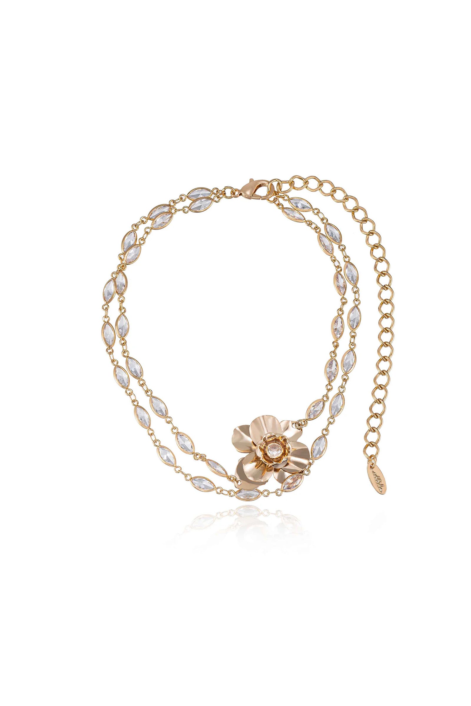 Bezel Layered Flower Necklace view 2