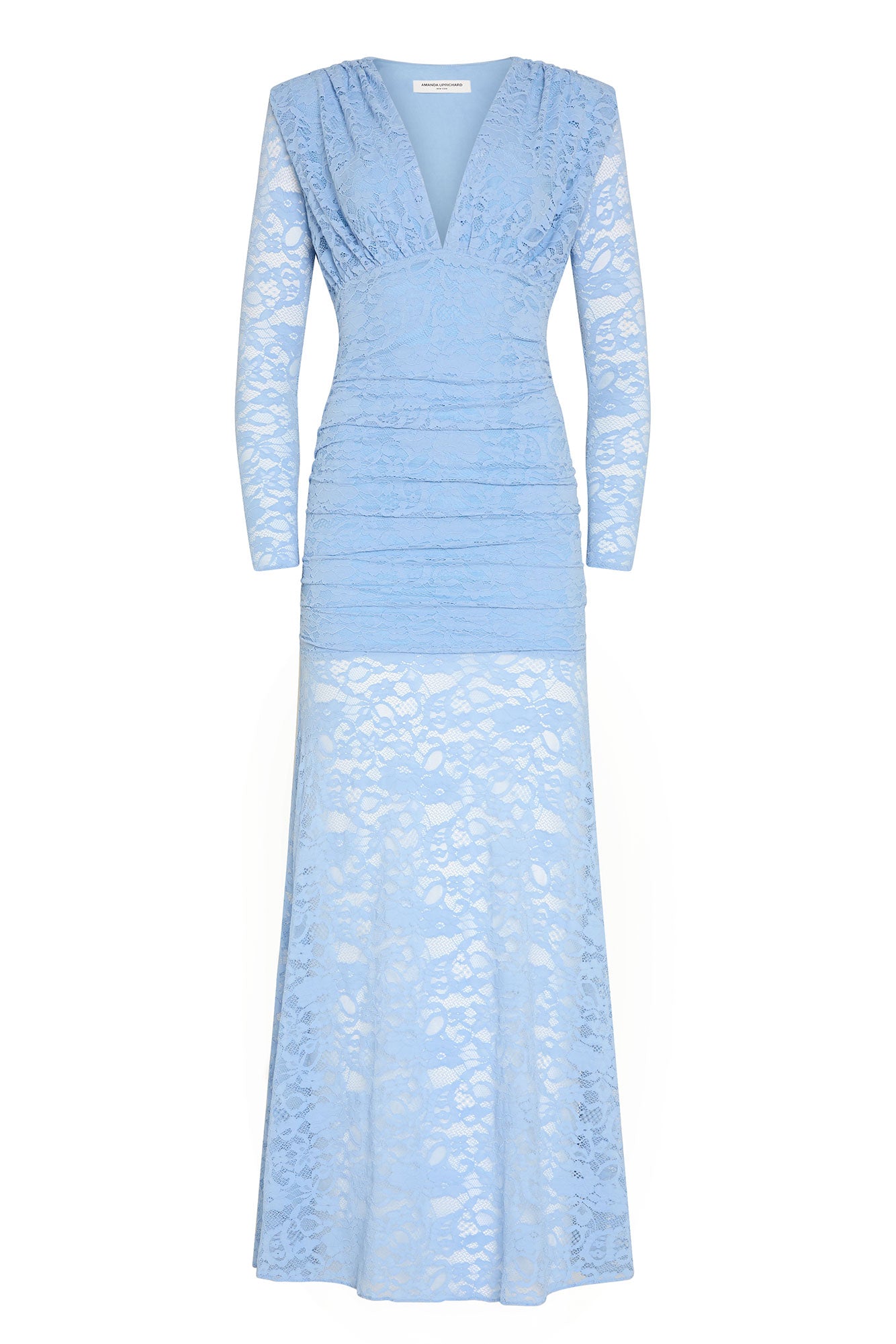 Long Sleeve Maxi Eva Gown in Baby Blue Lace | S | Amanda Uprichard Long Sleeve Maxi Eva Gown in Baby Blue Lace | S | Amanda Uprichard