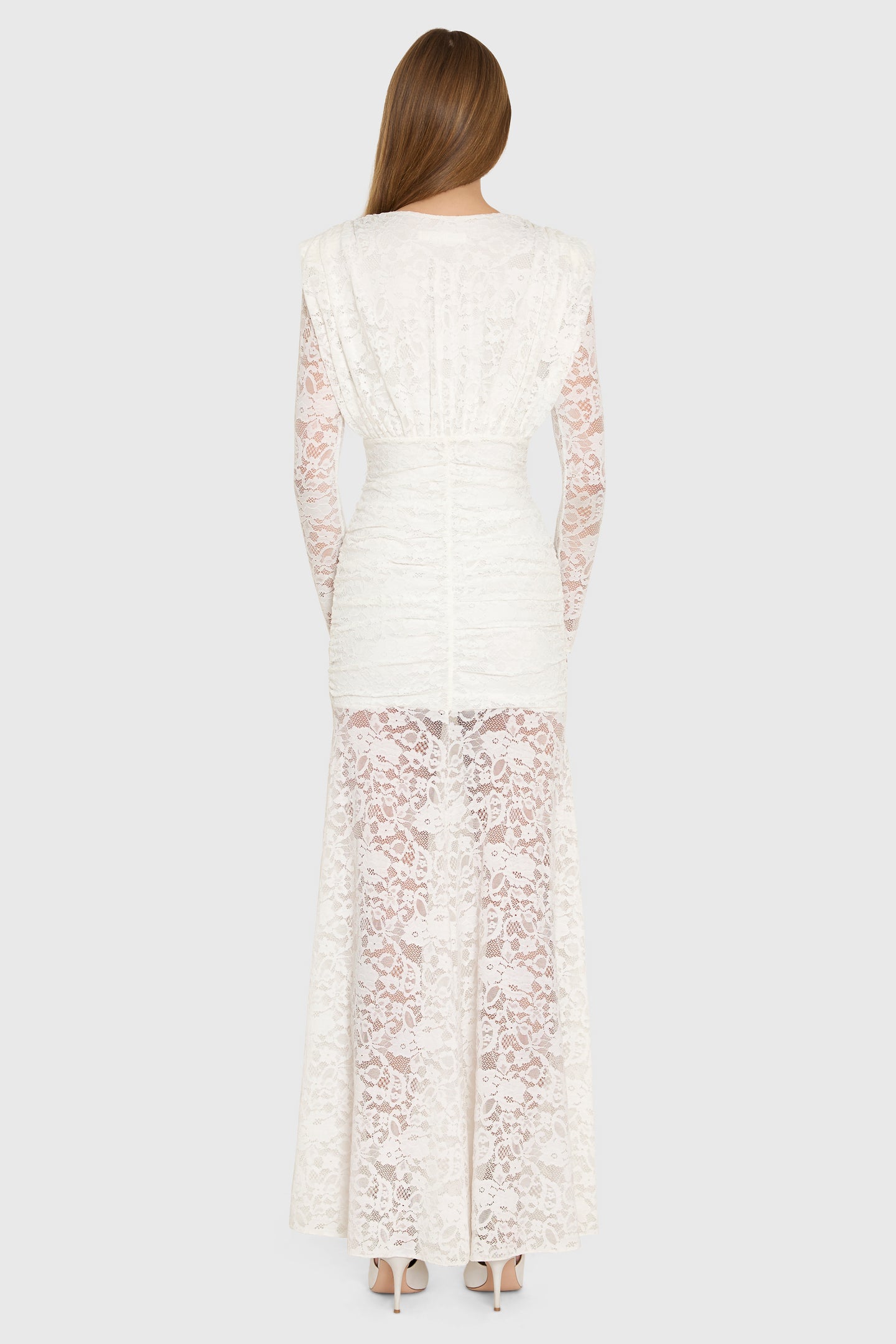 Long Sleeve Maxi Eva Gown in White Lace | M | Amanda Uprichard Long Sleeve Maxi Eva Gown in White Lace | M | Amanda Uprichard