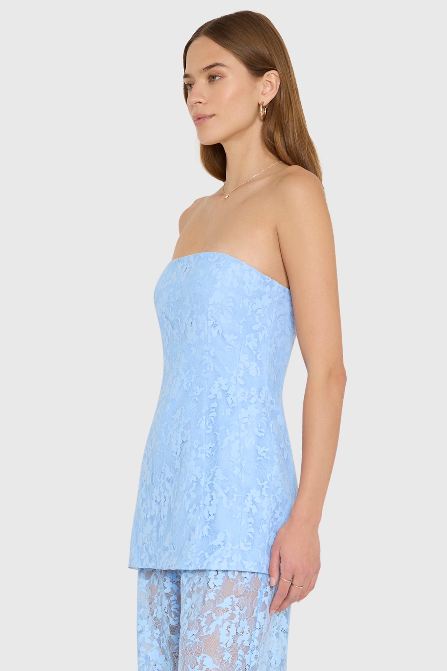 k linda blue dress k linda blue dress Strapless Linda Tunic in Baby Blue Lace